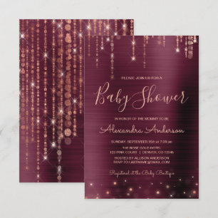 Burgund und Rose Gold Baby Dusche Party Einladung
