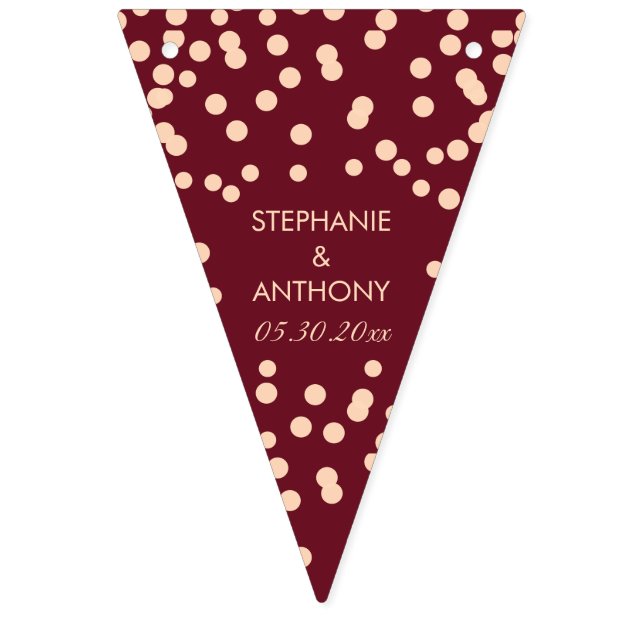 Burgund und Rose Gold Confetti Wedding Wimpelkette (Erste Fahne)
