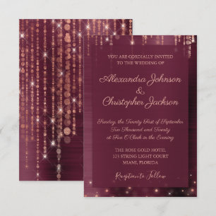 Burgund und Rose Gold Sparkle Wedding Einladung