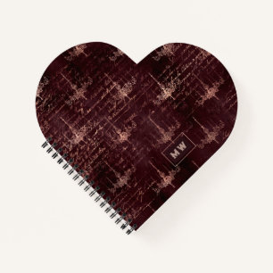 Burgund und Rose Gold Vintage Kalligraphie Notizbuch