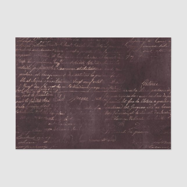 Burgund und Rose Gold Vintage Kalligraphie Seidenpapier (Vorderseite)