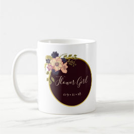 Burgund und Rose , Wasserfarbe , Blumenmädchen Kaffeetasse