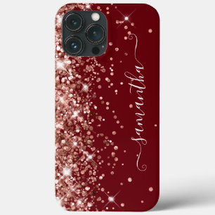 Burgund und Roségold Glitter Girly Signature Case-Mate iPhone Hülle