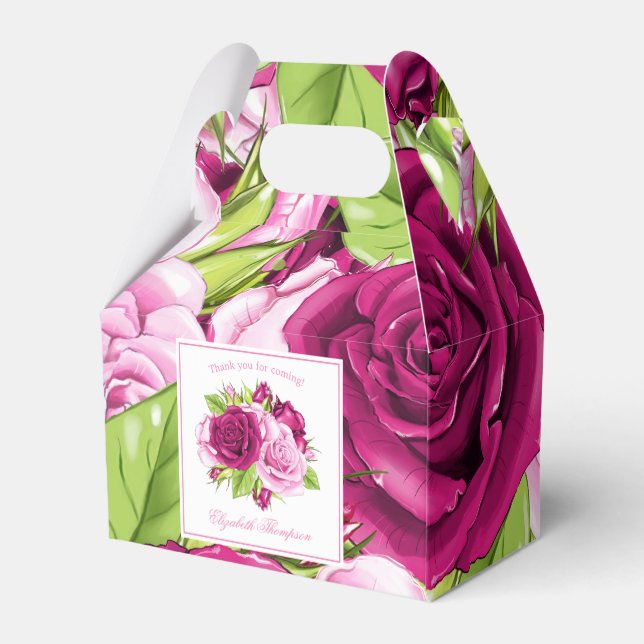 Burgund und Rosen Geschenkschachtel (Rückseite)