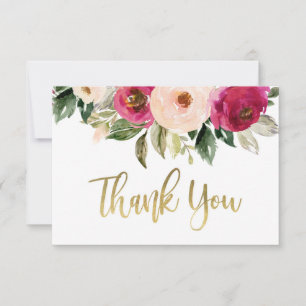 Burgund und rot Dankeschön Karte, floral Mitteilungskarte
