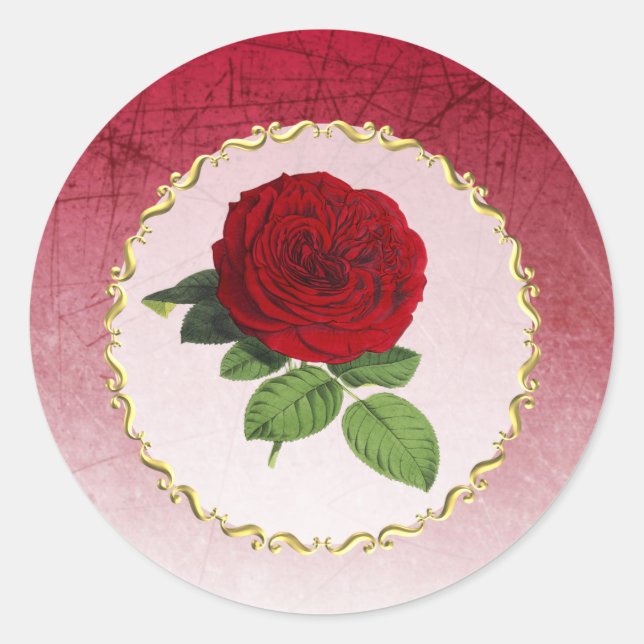 Burgund und Rote Rose Gold Border Stickers (Vorderseite)