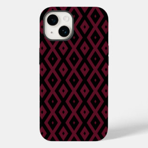 Burgund und Schwarz diamantmuster Case-Mate iPhone 14 Hülle