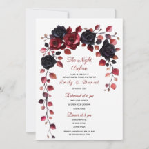 Burgund- und schwarze Floral-Probe-Dinner-Einladun