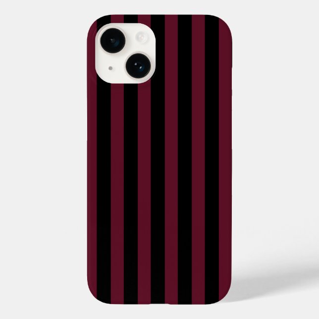 Burgund und schwarze Streifen Case-Mate iPhone 14 Hülle (Rückseite)