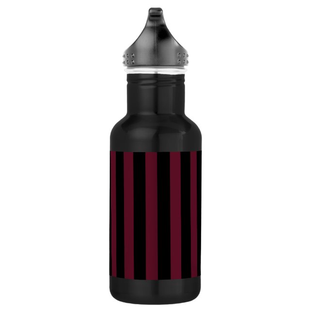 Burgund und schwarze Streifen Edelstahlflasche (Rechts)