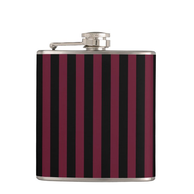 Burgund und schwarze Streifen Flachmann (Vorderseite)