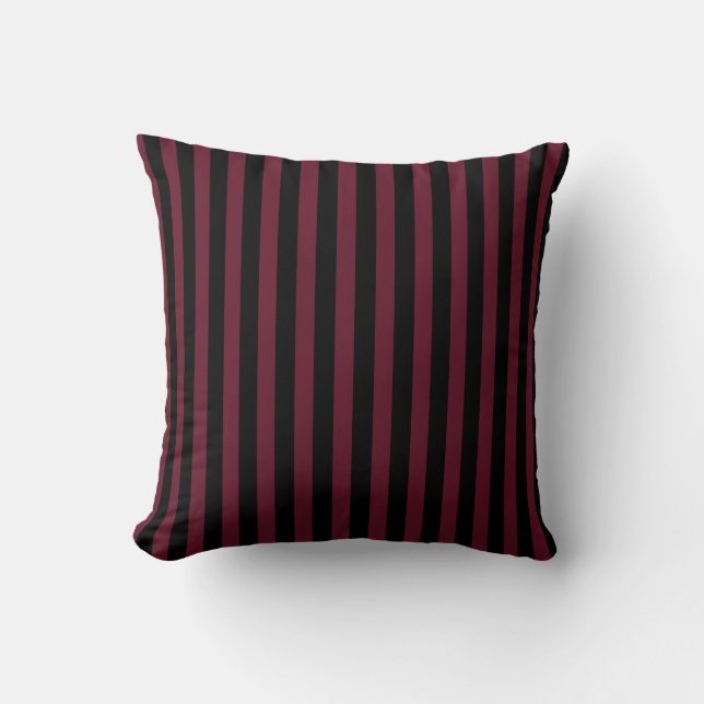 Burgund und schwarze Streifen Kissen (Vorderseite)