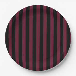 Burgund und schwarze Streifen Pappteller