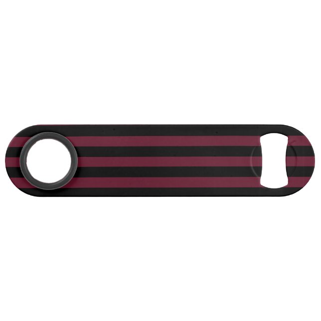 Burgund und schwarze Streifen Speed Flaschenöffner (Rückseite Horizontal)