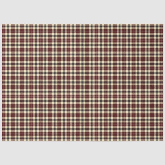 Burgund und Schwarzer Tartan Kariert Seidenpapier (Vorderseite)