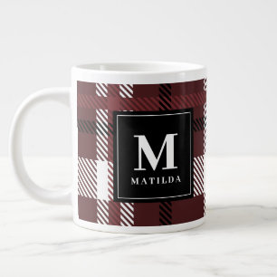 Burgund und schwarzer Tartan Karo Weihnachten Jumbo-Tasse