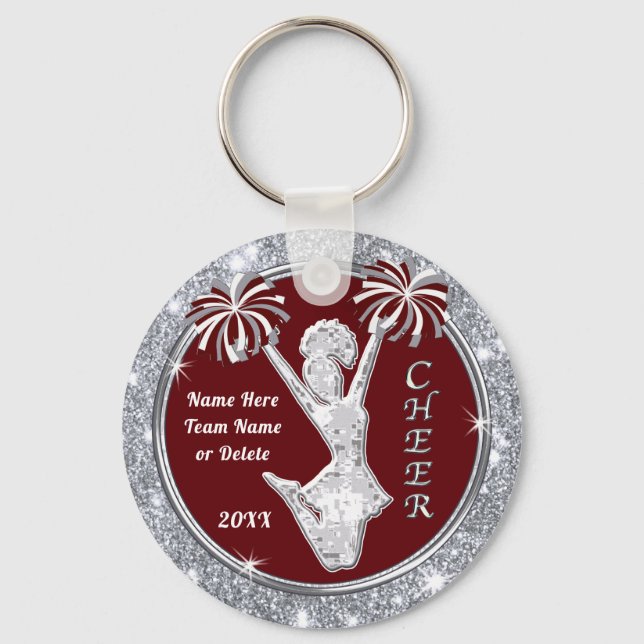 Burgund und Silber, Cheerleading Geschenkideen Schlüsselanhänger (Vorderseite)