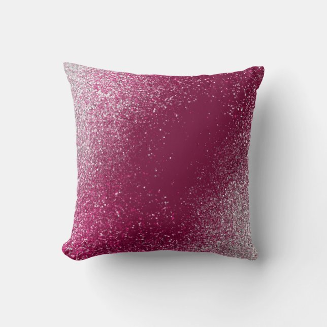 Burgund und Silberner Glitzer Kissen (Vorderseite)