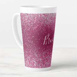 Burgund und Silberner Glitzer Milchtasse