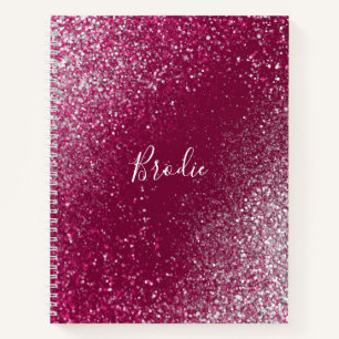 Burgund und Silberner Glitzer Notizbuch