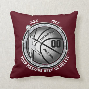 Burgund und Silver Personalisiert Basketball Gesch Kissen