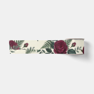 Burgund und Waldgrün floral  Satinband