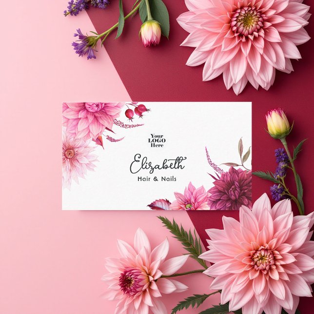 Burgund und Wasserfarben Visitenkarte (Burgundy and Blush Watercolor Floral Business Card)