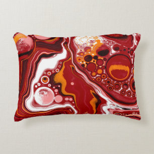 Burgund und Weiß-Marmor-Fluid-Kunst Dekokissen