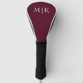 Burgund und Weiß | Modernes Monogramm Golf Headcover
