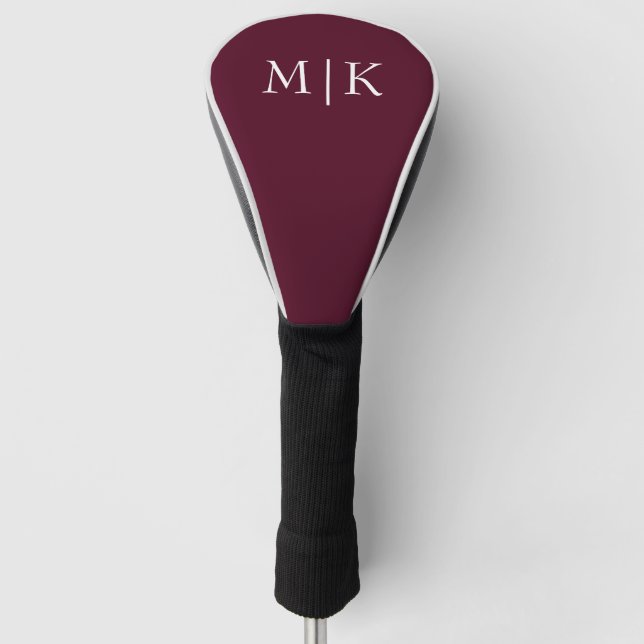 Burgund und Weiß | Modernes Monogramm Golf Headcover (Vorderseite)
