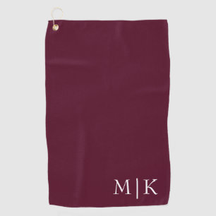 Burgund und Weiß Modernes Monogramm Golfhandtuch