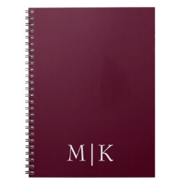 Burgund und Weiß | Modernes Monogramm Notizblock