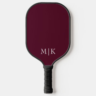 Burgund und Weiß Modernes Monogramm Pickleball Schläger