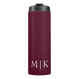 Burgund und Weiß | Modernes Monogramm Thermosbecher