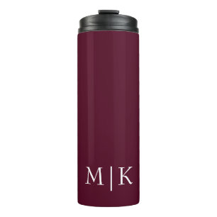 Burgund und Weiß Modernes Monogramm Thermosbecher