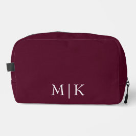 Burgund und Weiß | Modernes Monogramm Waschbeutel