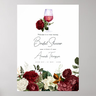 Burgund- und Weißblumiges Wein-Verkostungs-Brautab Poster