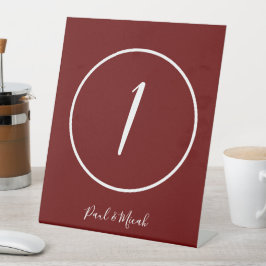 Burgund und Weiße Minimalistische Hochzeit Sockelschild