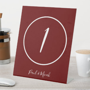 Burgund und Weiße Minimalistische Hochzeit Sockelschild