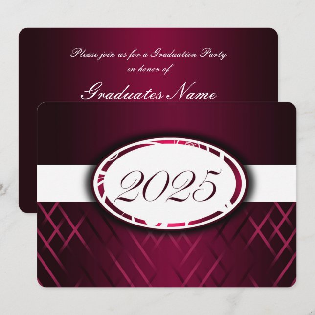 Burgund und Weißes Party 2025 Einladung (Vorne/Hinten)