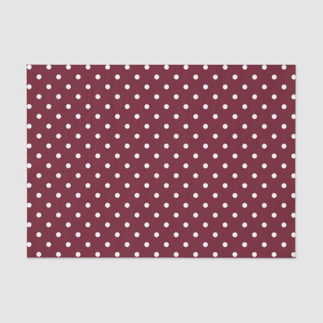 Burgund und weißes Polka Dot Muster Seidenpapier (Vorderseite)