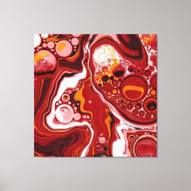 Burgund und White Digital Fluid Art Leinwanddruck (Vorderseite)