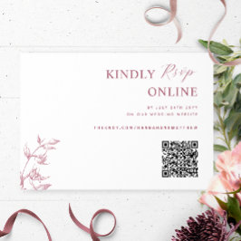Burgund und White Elegante QR Code UAWG Wedding Begleitkarte