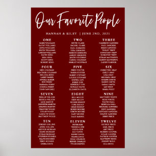 Burgund unsere Lieblingsmenschen Hochzeitskarte Poster