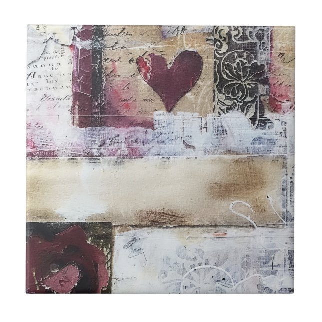 Burgund Valentine Design Serie 14 Fliese (Vorderseite)