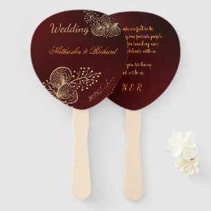 Burgund & vergoldete florale elegante Hochzeit Fächer