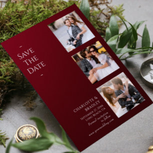 Burgund Vier-Foto-Hochzeitscollage Save The Date