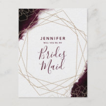 Burgund Wasserfarbe wirst du meine Bridesmaid sein