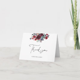 Burgund Watercolor Floral Wedding Brautparty Dankeskarte