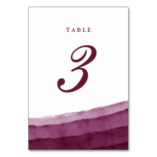 Burgund Watercolor Hochzeitskarten für Tischnummer